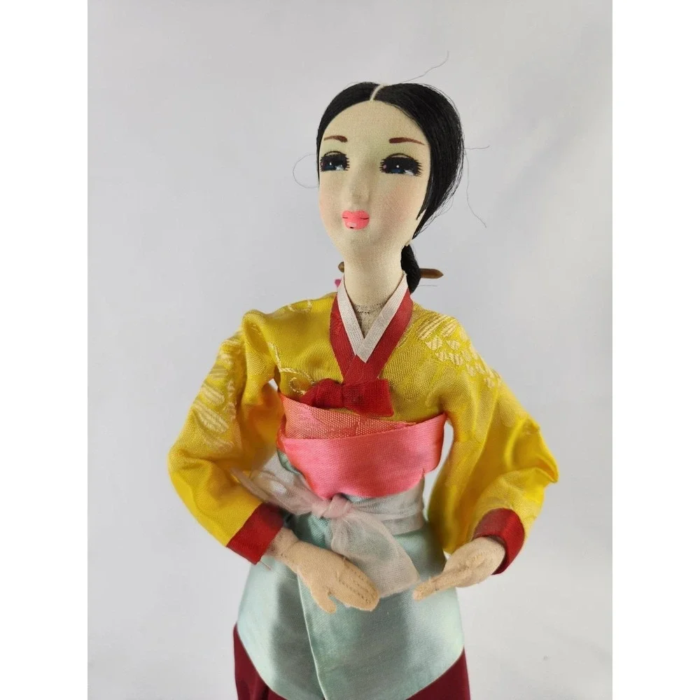 Vintage Handmade Korean Doll‎ w/ Baby Made In Seoul Korea Traditional Dress Wrap